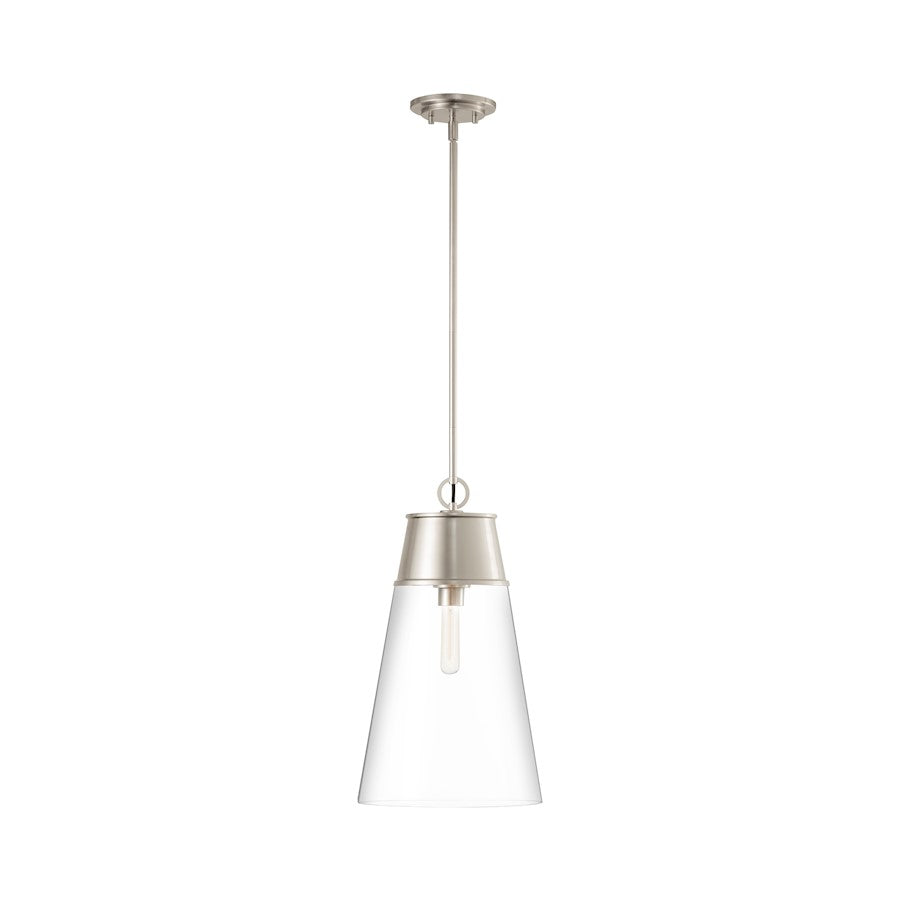 Z-Lite Wentworth 1 Light 12" Pendant in Brushed Nickel/Clear - 2300P12-BN