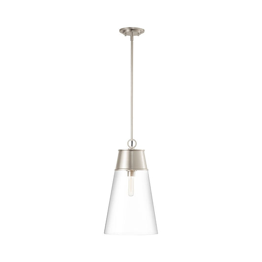 Z-Lite Wentworth 1 Light 12" Pendant in Brushed Nickel/Clear - 2300P12-BN