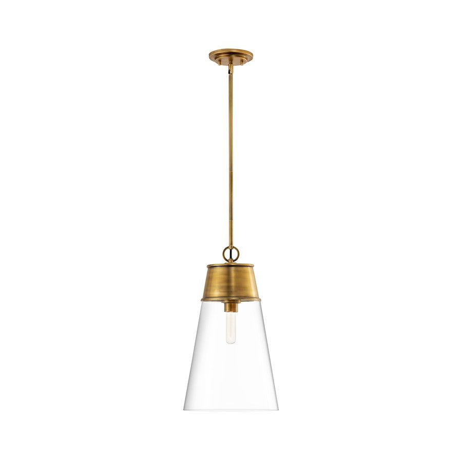 Z-Lite Wentworth 1 Light 12" Pendant in Rubbed Brass/Clear - 2300P12-RB