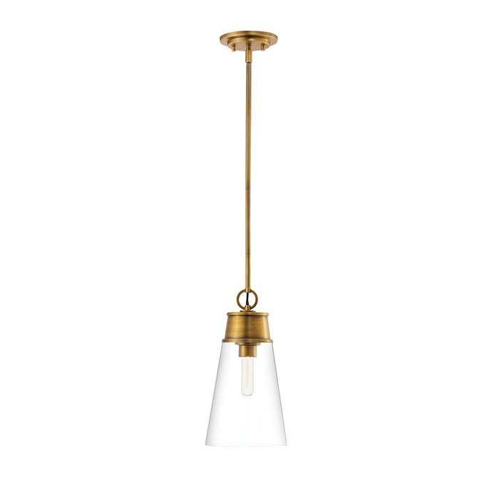 Z-Lite Wentworth 1 Light 8" Pendant in Rubbed Brass/Clear - 2300P8-RB