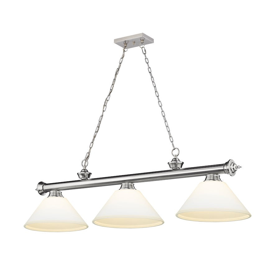 Z-Lite Cordon 3 Light Cone Billiard, Brushed Nickel/Matte Opal - 2306-3BN-AMO14