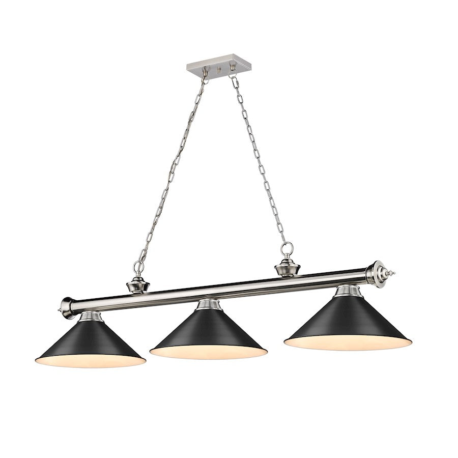 Z-Lite Cordon 3 Light 14" Billiard, Brushed Nickel/Matte Black - 2306-3BN-MB15