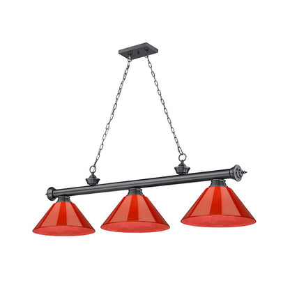 Z-Lite Cordon 3 Light Billiard, Bronze Plated/Burgundy - 2306-3BP-ARBG