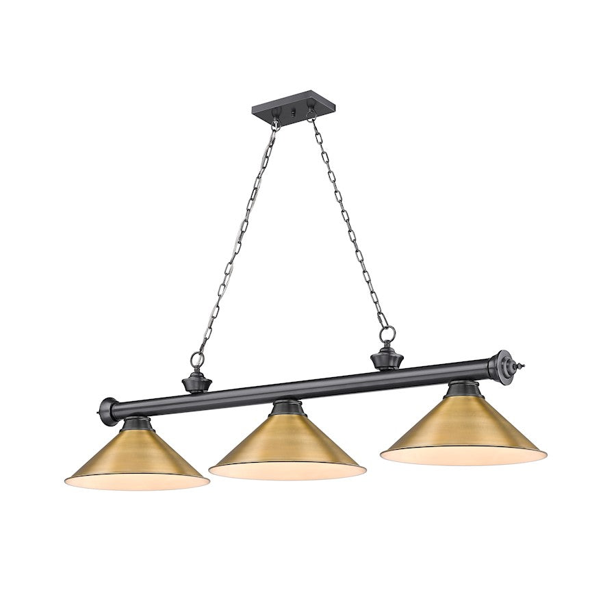 Z-Lite Cordon 3 Light 14" Billiard, Bronze Plated/Rubbed Brass - 2306-3BP-RB15