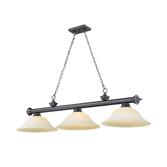 Z-Lite Cordon 3 Light Billiard, Bronze Plated/White Mottle - 2306-3BP-WM16