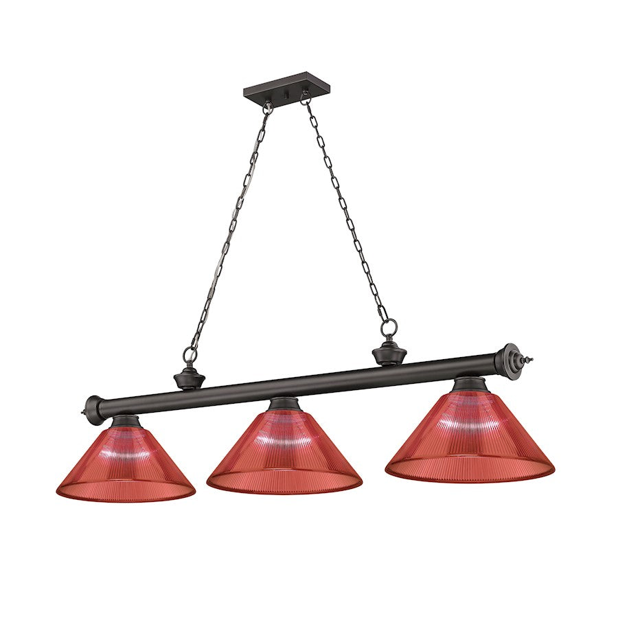 Z-Lite Cordon 3 Light Billiard, Bronze/Red - 2306-3BRZ-PRD