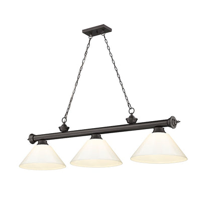 Z-Lite Cordon 3 Light Billiard, Bronze/White - 2306-3BRZ-PWH