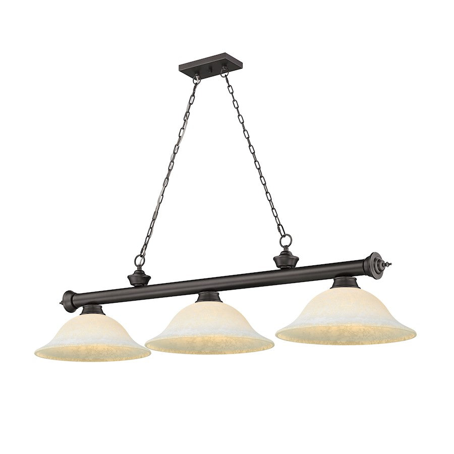 Z-Lite Cordon 3 Light Billiard, Bronze/White Mottle - 2306-3BRZ-WM16