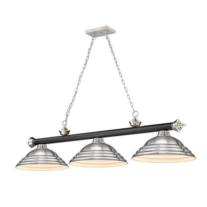 Z-Lite Cordon 3 Light 16" Billiard, Black/Nickel/Nickel Shade - 2306-3MB-BN-SBN