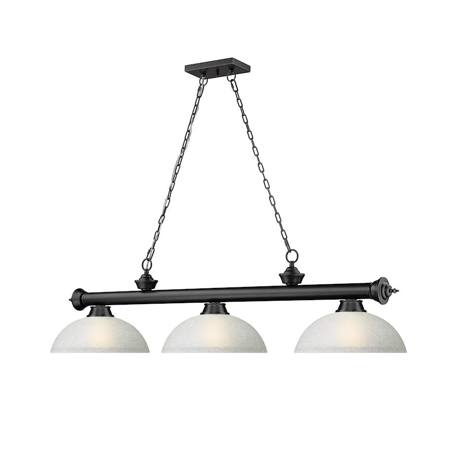 Z-Lite Cordon 3 Light Round Billiard, Matte Black/White Linen