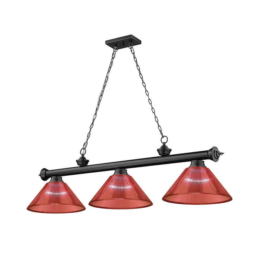 Z-Lite Cordon 3 Light Billiard, Matte Black/Red - 2306-3MB-PRD