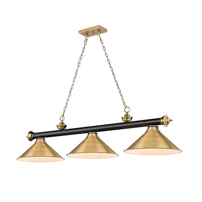 Z-Lite Cordon 3 Light 14" Billiard, Matte Black/Rubbed Brass - 2306-3MB-RB-RB15