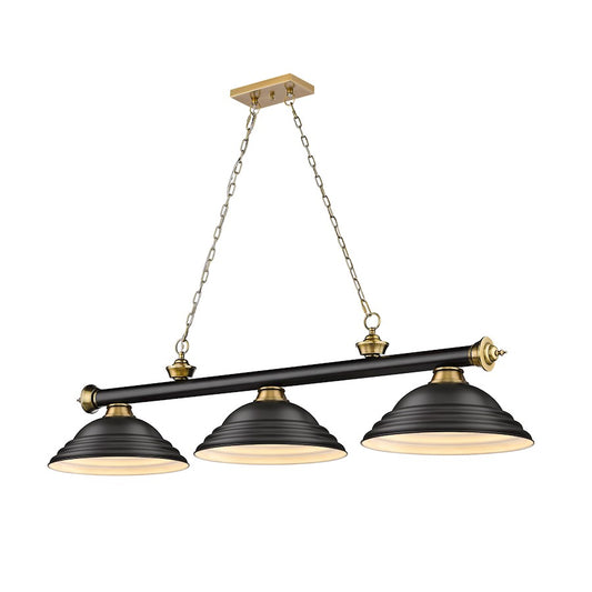 Z-Lite Cordon 3 Light 16" Billiard, Black/Brass/Black Shade - 2306-3MB-RB-SMB