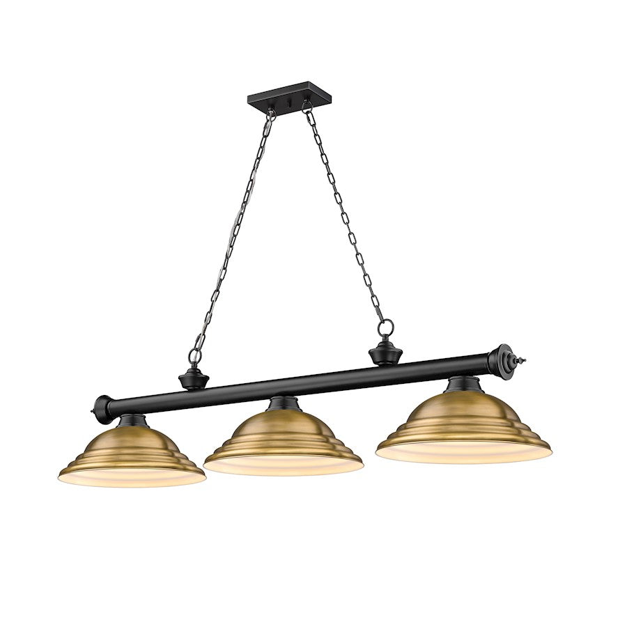 Z-Lite Cordon 3 Light 16" Billiard, Matte Black/Brass Shade - 2306-3MB-SRB