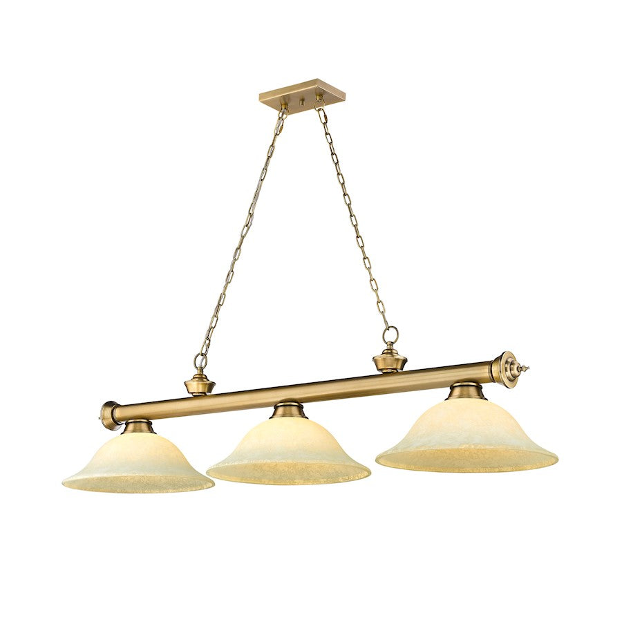 Z-Lite Cordon 3 Light 16" Billiard, Rubbed Brass/Golden Mottle - 2306-3RB-GM16