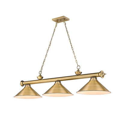 Z-Lite Cordon 3 Light 14" Billiard, Rubbed Brass/Rubbed Brass - 2306-3RB-RB15