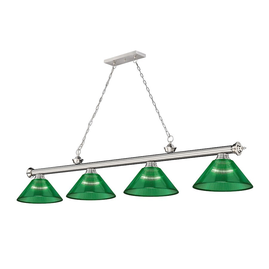 Z-Lite Cordon 4 Light Acrylic Billiard, Brushed Nickel/Green - 2306-4BN-ARG