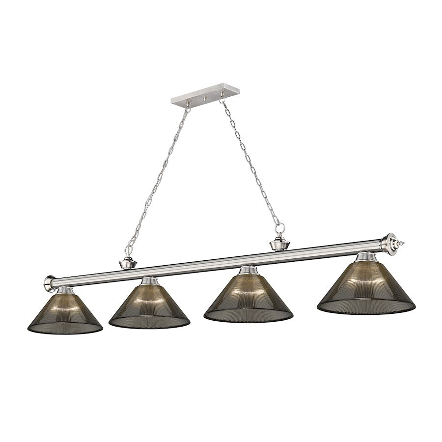 Z-Lite Cordon 4 Light Billiard, Brushed Nickel/Smoke - 2306-4BN-ARS