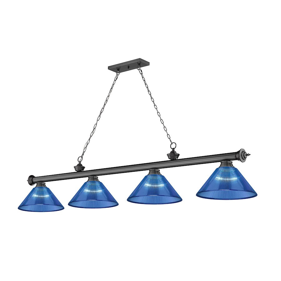 Z-Lite Cordon 4 Light Billiard, Bronze Plated/Dark Blue - 2306-4BP-ARDB