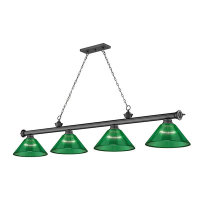 Z-Lite Cordon 4 Light Billiard, Bronze Plated/Green - 2306-4BP-ARG