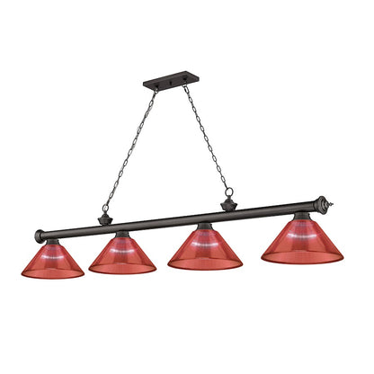 Z-Lite Cordon 4 Light Billiard, Bronze/Red - 2306-4BRZ-PRD