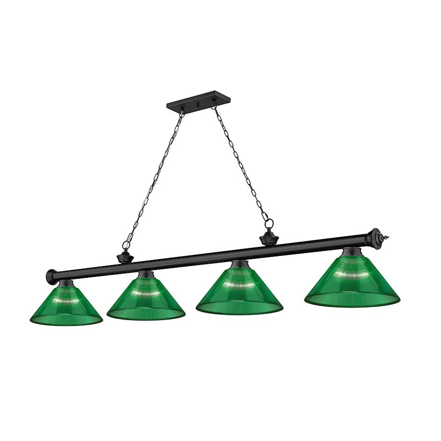 Z-Lite Cordon 4 Light Acrylic Billiard, Matte Black/Green - 2306-4MB-ARG