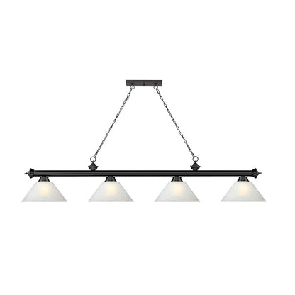 Z-Lite Cordon 4 Light Billiard, Matte Black/White Linen