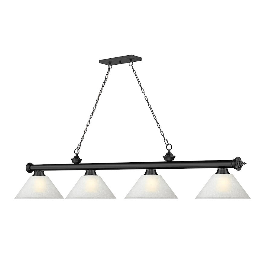 Z-Lite Cordon 4 Light Billiard, Matte Black/White Linen