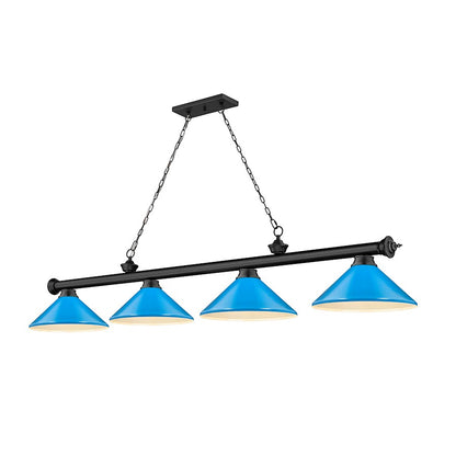 Z-Lite Cordon 4 Light Billiard, Matte Black/Electric Blue - 2306-4MB-MEB