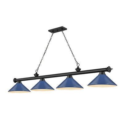 Z-Lite Cordon 4 Light Billiard, Matte Black/Navy Blue - 2306-4MB-MNB