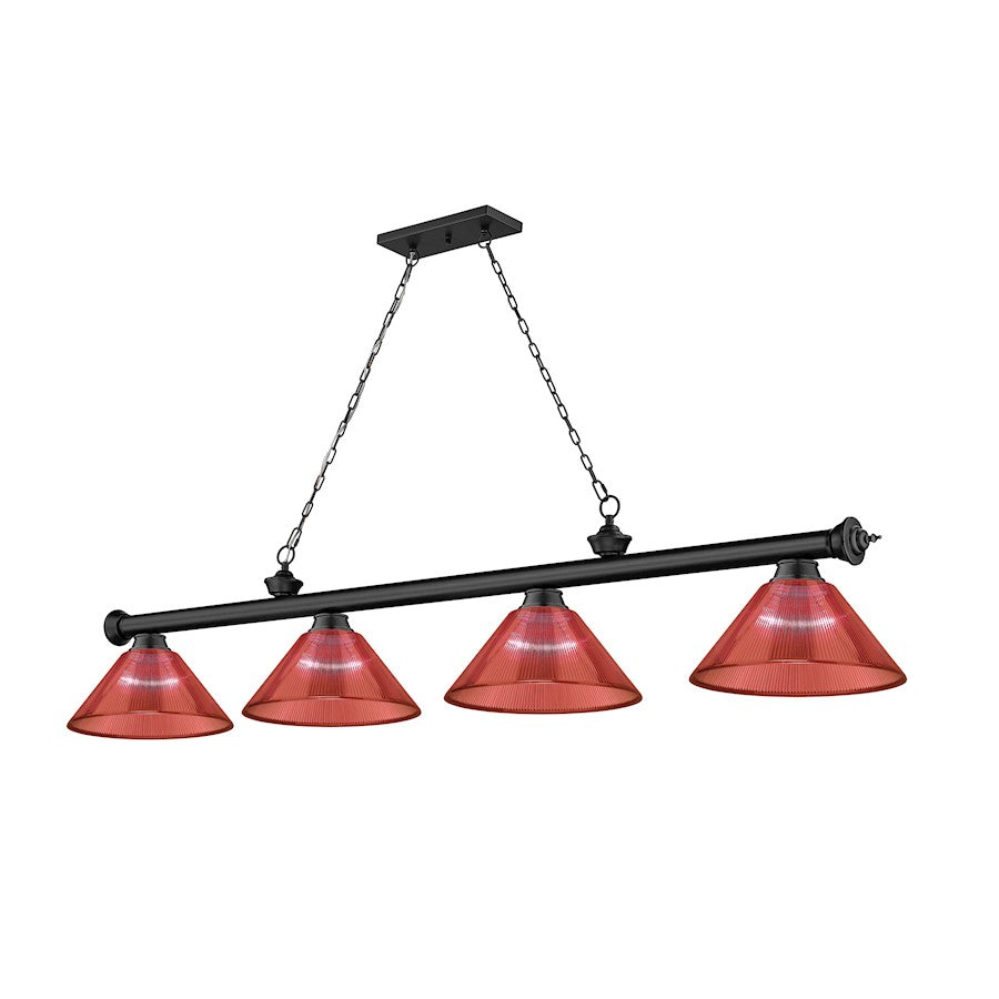 Z-Lite Cordon 4 Light Billiard, Matte Black/Red - 2306-4MB-PRD