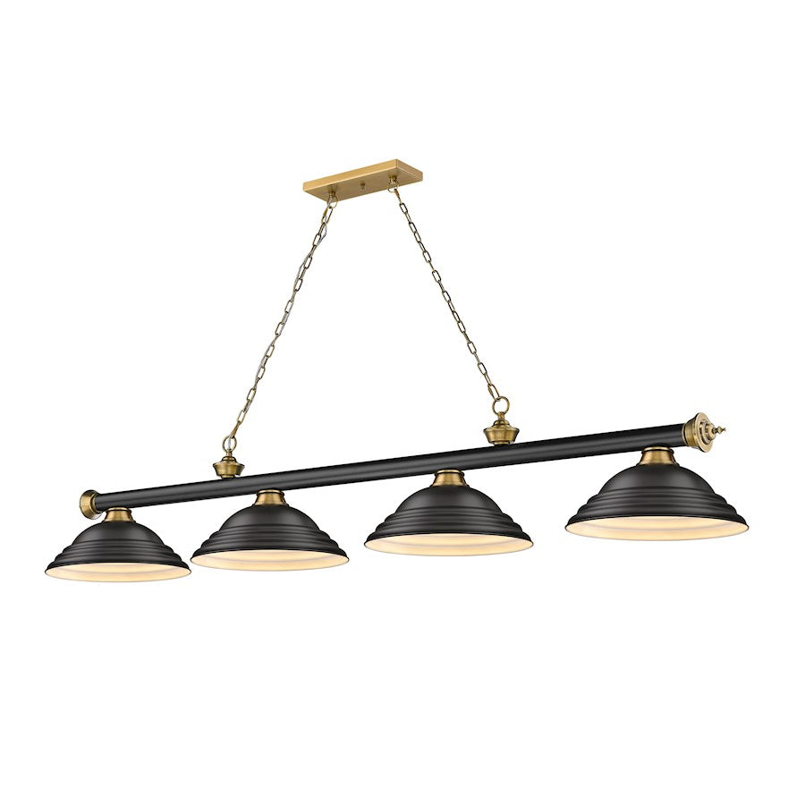 Z-Lite Cordon 4 Light 16" Billiard, Black/Brass/Black Shade - 2306-4MB-RB-SMB