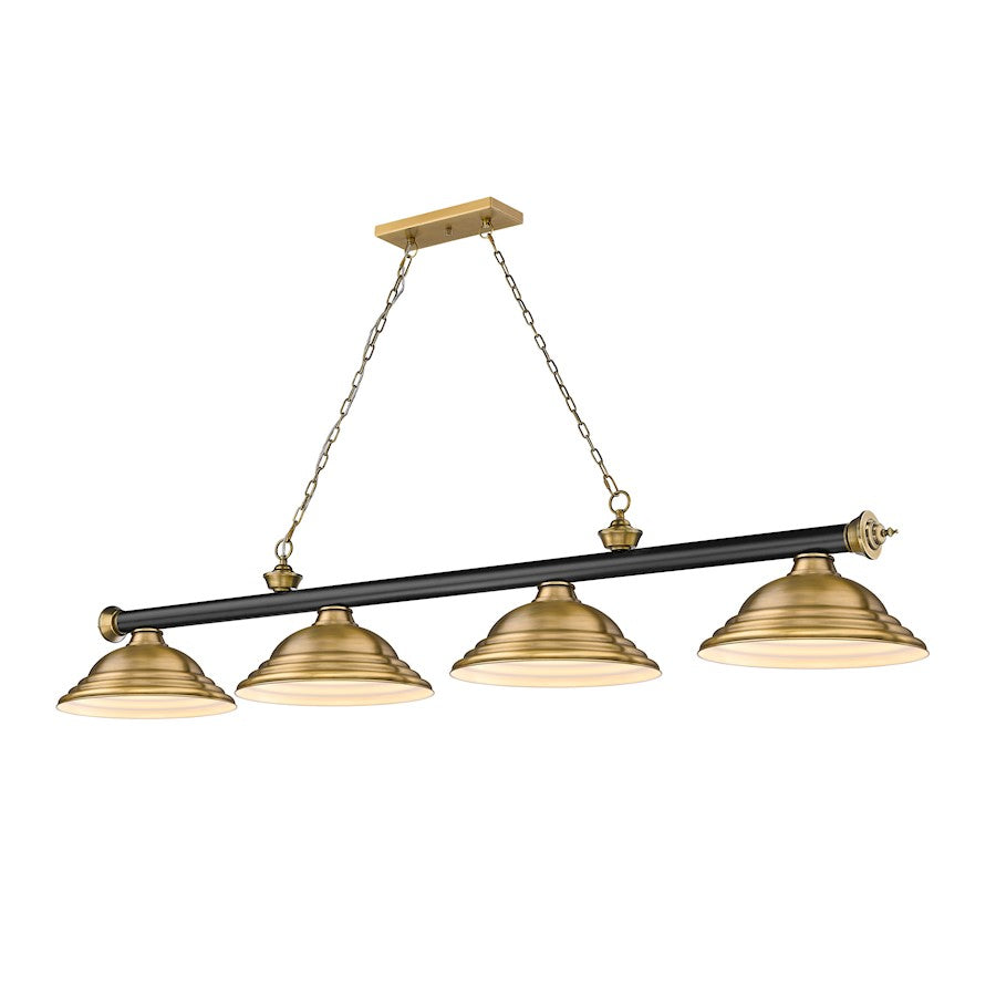 Z-Lite Cordon 4 Light 16" Billiard, Black/Brass/Brass Shade - 2306-4MB-RB-SRB