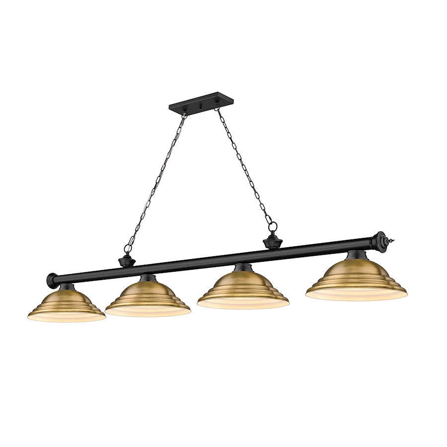 Z-Lite Cordon 4 Light 16" Billiard, Matte Black/Rubbed Brass - 2306-4MB-SRB