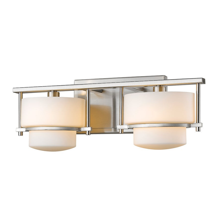 Z-Lite Porter 2 Light Vanity, Brushed Nickel/Matte Opal - 3030-2V-BN