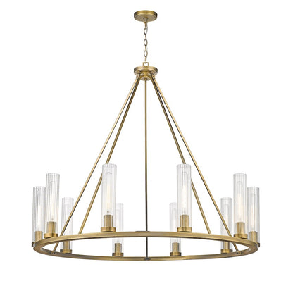 Z-Lite Beau 10 Light Chandelier, Rubbed Brass/Clear - 3031-10RB