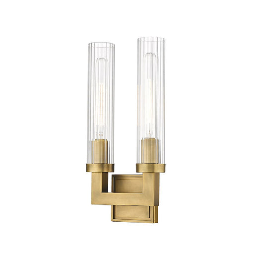 Z-Lite Beau 2 Light Wall Sconce, Rubbed Brass/Clear - 3031-2S-RB