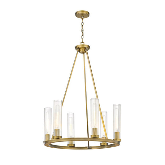 Z-Lite Beau 6 Light Chandelier, Rubbed Brass/Clear - 3031-6RB