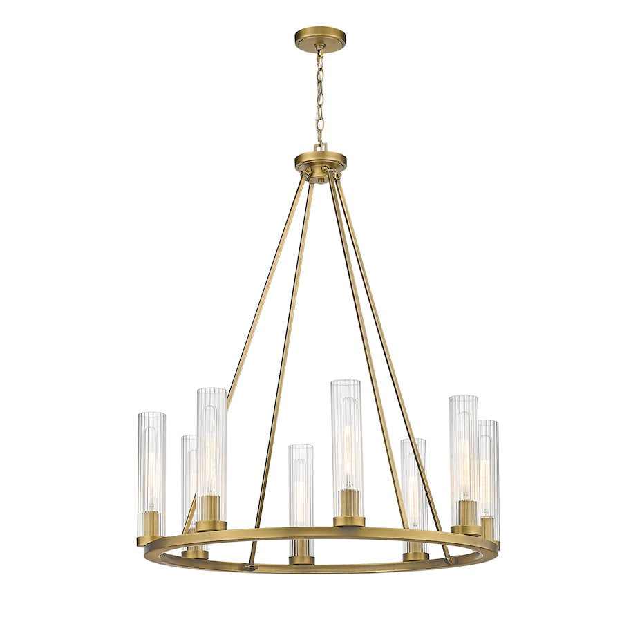 Z-Lite Beau 8 Light Chandelier, Rubbed Brass/Clear - 3031-8RB