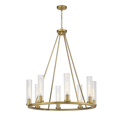 Z-Lite Beau 8 Light Chandelier, Rubbed Brass/Clear - 3031-8RB