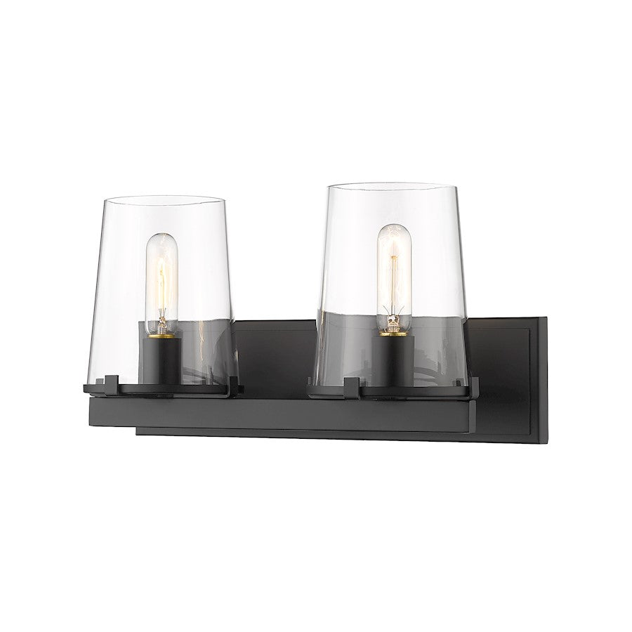 Z-Lite Callista 2 Light Vanity in Matte Black/Clear - 3032-2V-MB