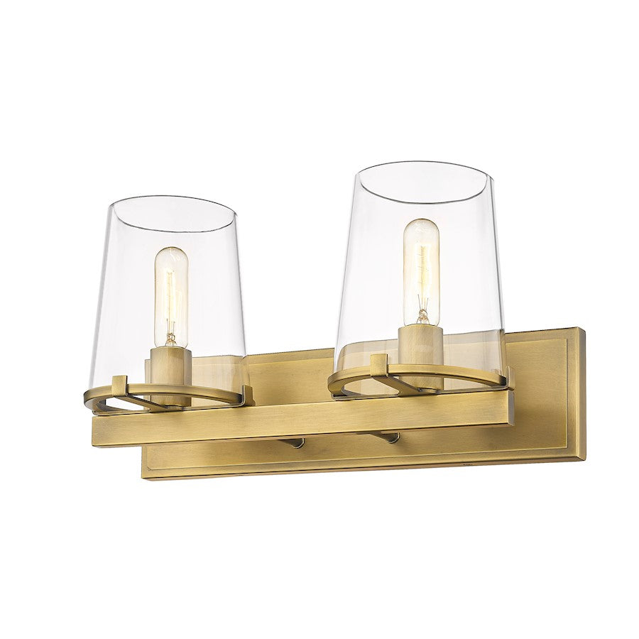 2 Light Bathroom Vanity Light, Rubbed Brass