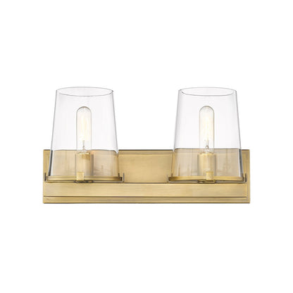 2 Light Bathroom Vanity Light, Rubbed Brass