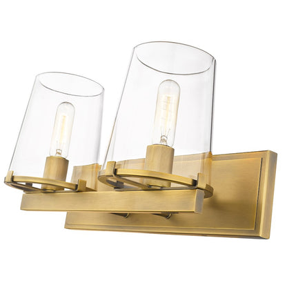 2 Light Bathroom Vanity Light, Rubbed Brass