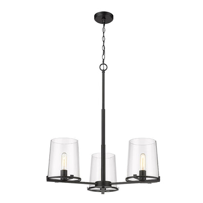 Z-Lite Callista 3 Light Chandelier in Matte Black/Clear - 3032-3MB