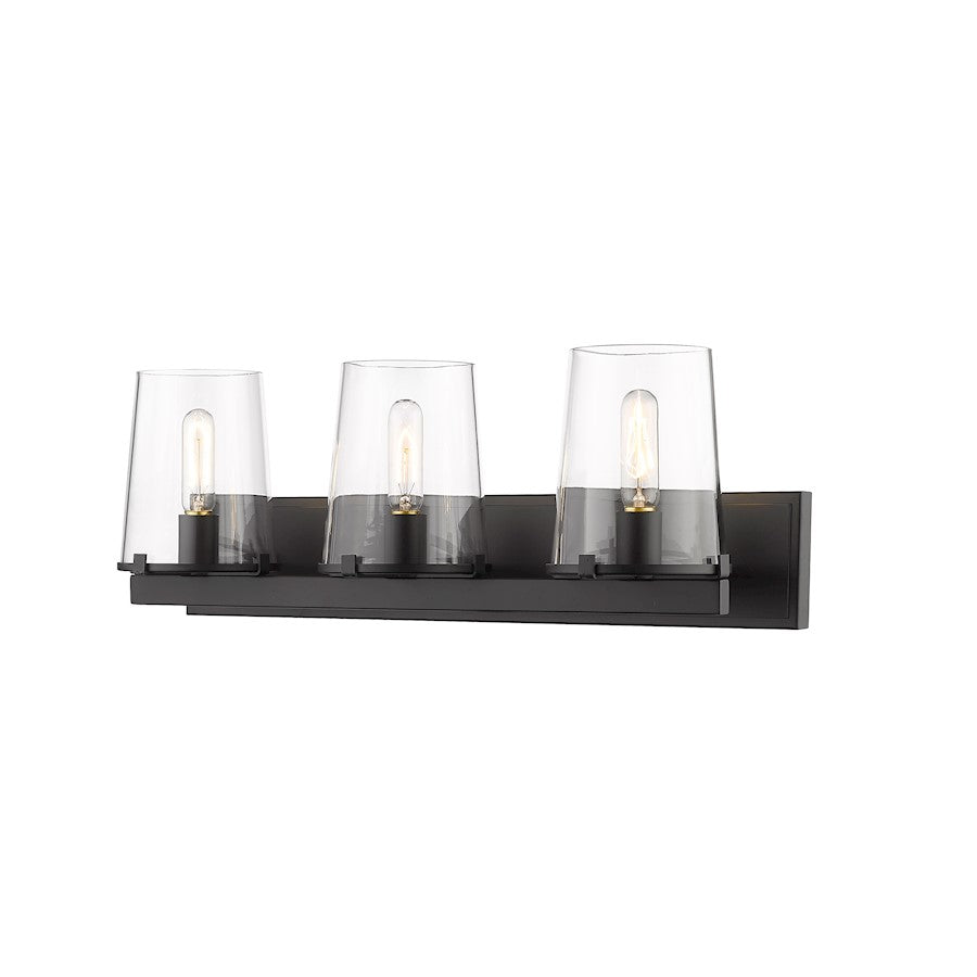 Z-Lite Callista 3 Light Vanity in Matte Black/Clear - 3032-3V-MB