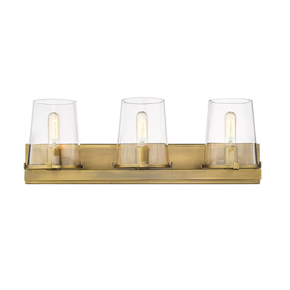 3 Light Bathroom Vanity Light, Rubbed Brass