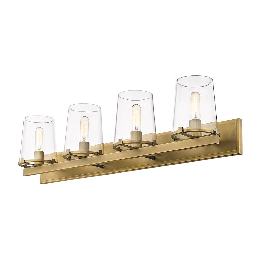 4 Light Bathroom Vanity Light, Rubbed Brass