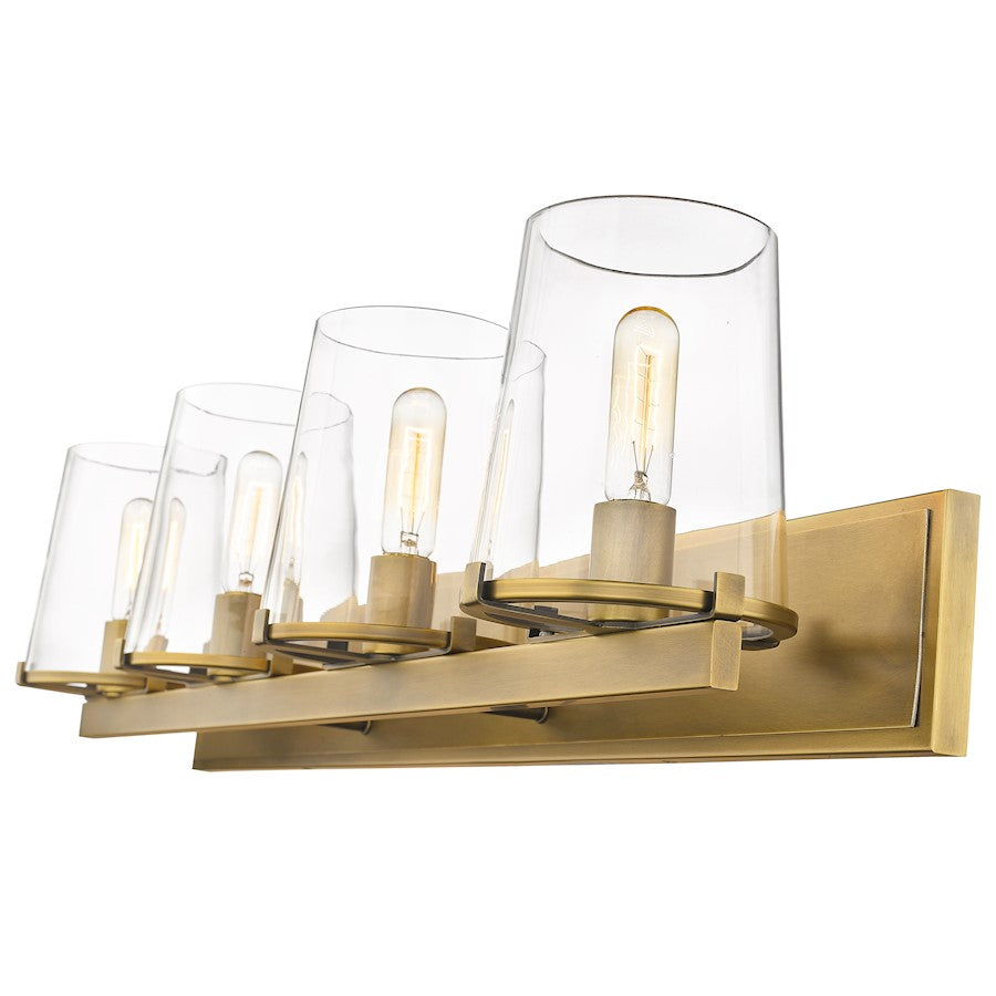 4 Light Bathroom Vanity Light, Rubbed Brass