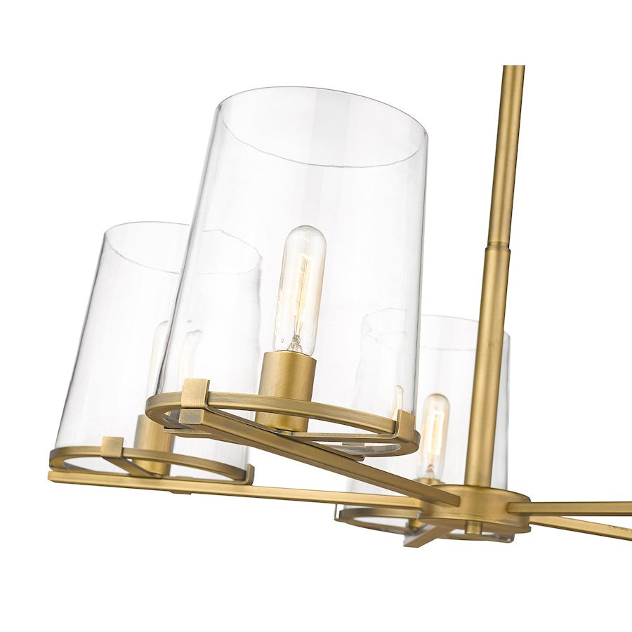 5 Light Chandelier, Rubbed Brass